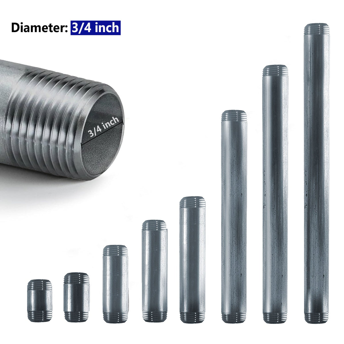 3/4 Inch BSP Galvanised Threaded Pipe – 4 cm to 60 cm - photo 2