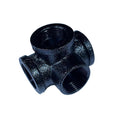 3/4 Inch BSP Malleable Iron 4 Way Pipe Fitting Black - Single