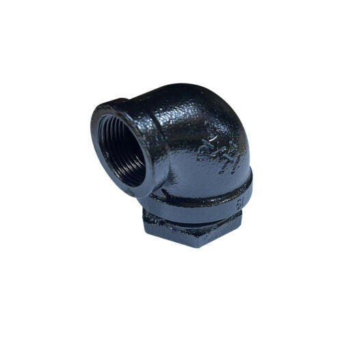 3/4 Inch Malleable Iron 90 Degree Elbow with Nut Black - Single