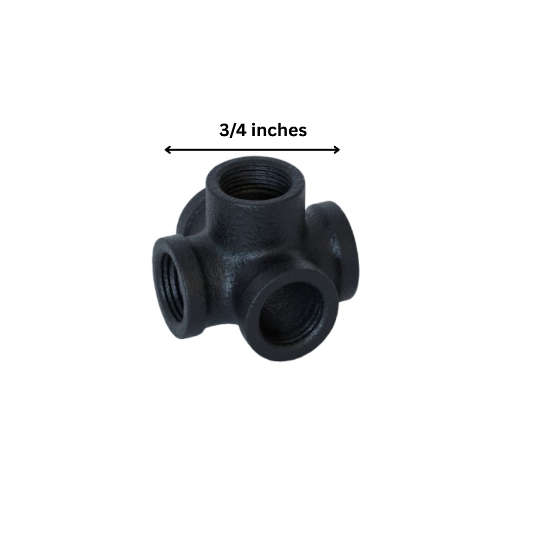 3/4 Inch BSP Malleable Iron 5 Way Pipe Fitting Black - photo 4