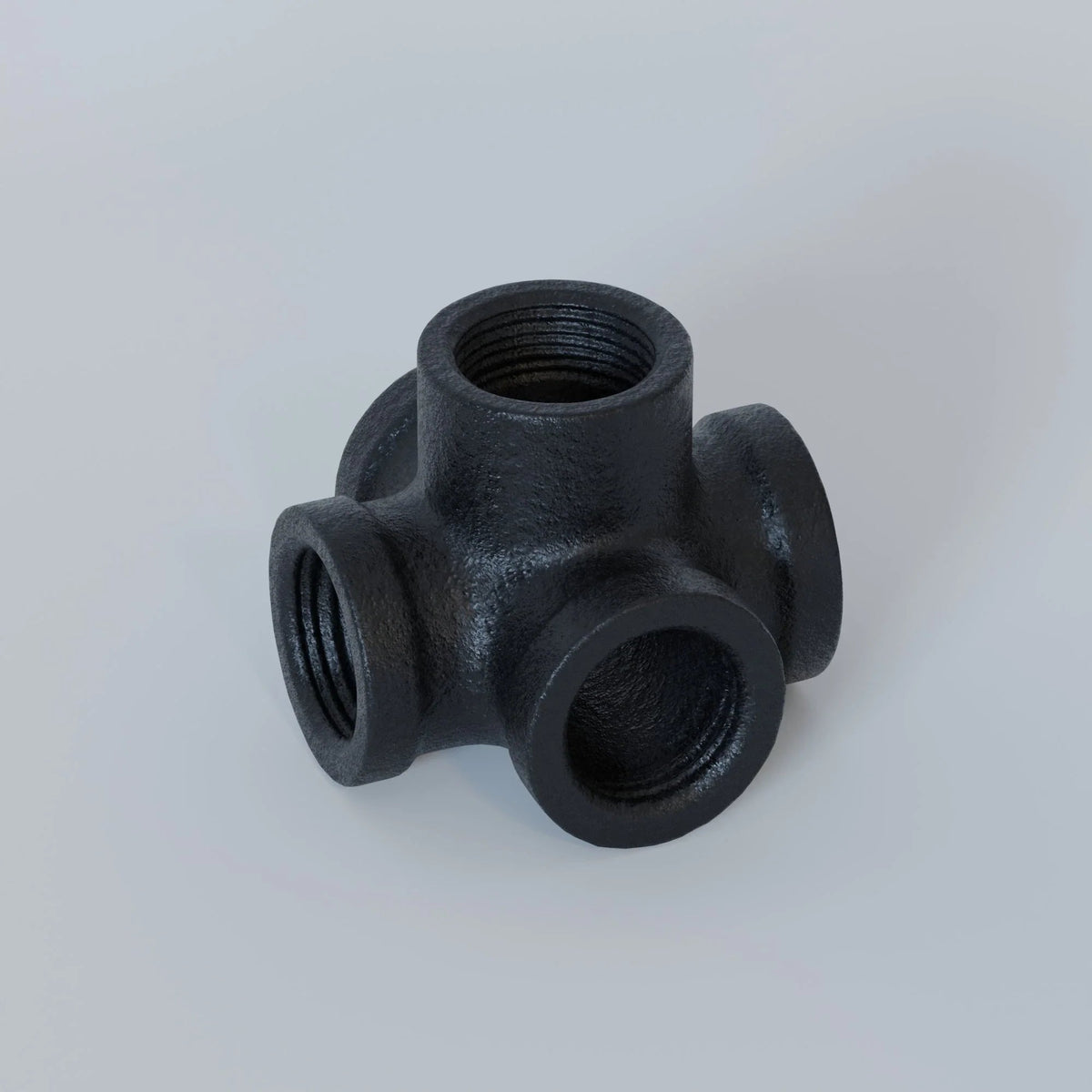 3/4 Inch BSP Malleable Iron 5 Way Pipe Fitting Black - Single