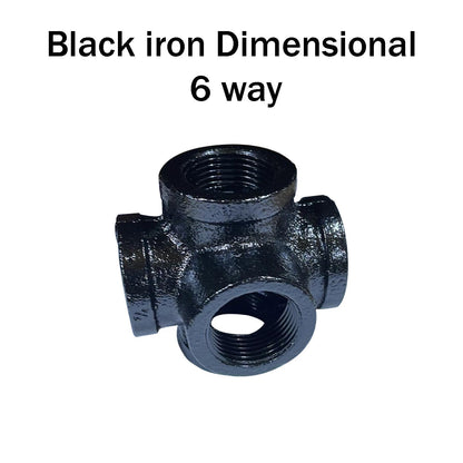 3/4 Inch BSP Malleable Iron 6 Way Pipe Fitting Black - photo 4