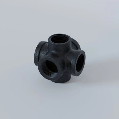 3/4 Inch BSP Malleable Iron 6 Way Pipe Fitting Black - photo 7