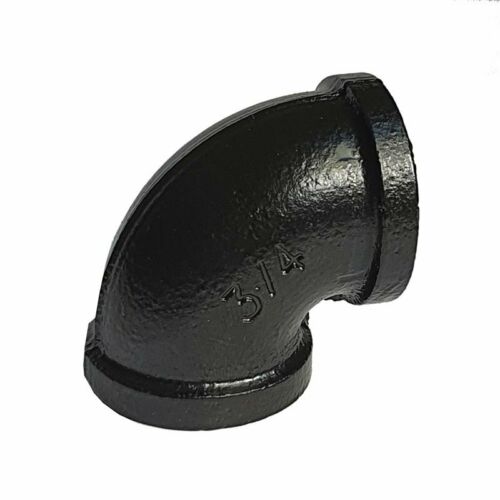 3/4 Inch BSP Malleable Iron 90 Degree Elbow Black - Single