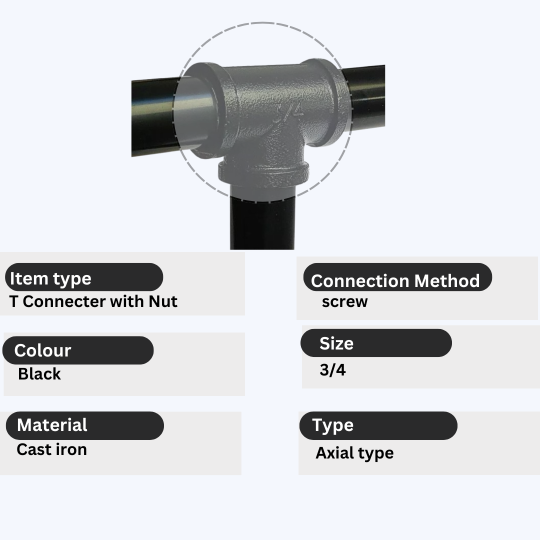 3/4 Inch BSP Malleable Iron Tee Connector Black - photo 3