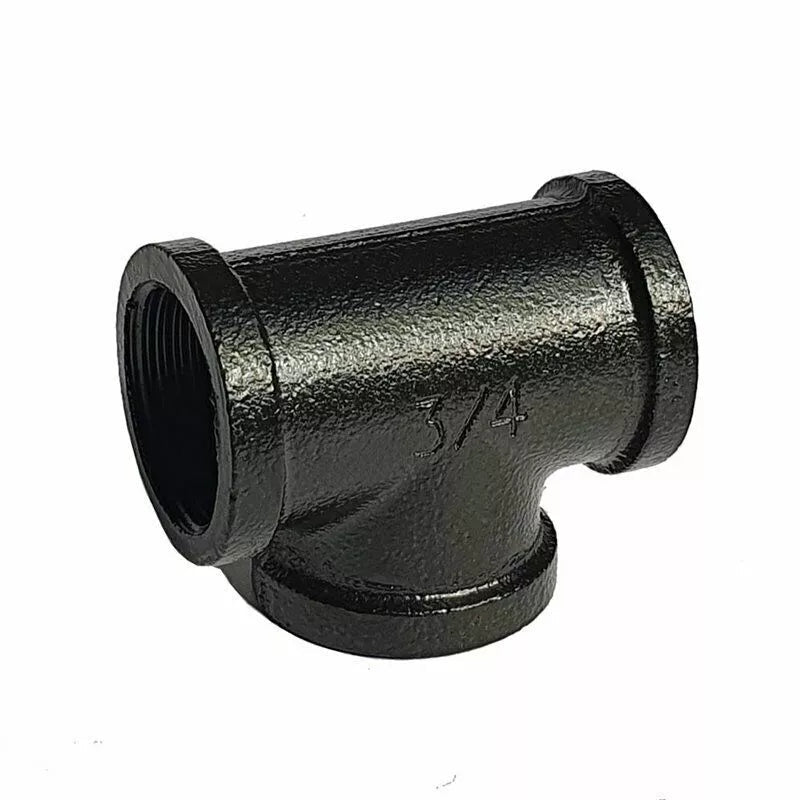 3/4 Inch BSP Malleable Iron Tee Connector Black - Single