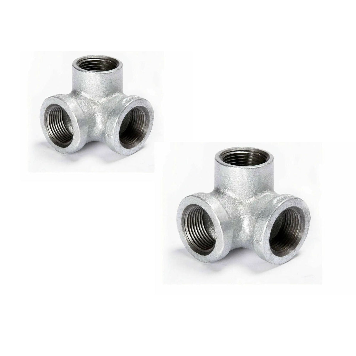 3/4 Inch Galvanised Malleable Iron 3 Way Pipe Fitting - Pack of 2