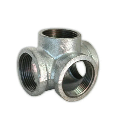 3/4 Inch Galvanised Malleable Iron 4 Way Pipe Fitting - photo 2