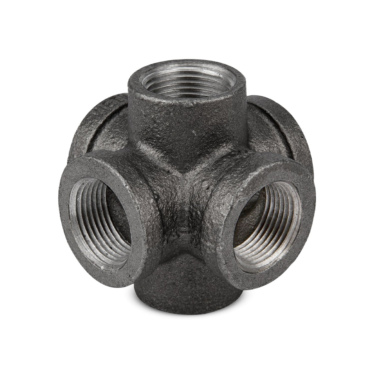 3/4 Inch Malleable Iron 6 Way Pipe Fitting Raw - Single