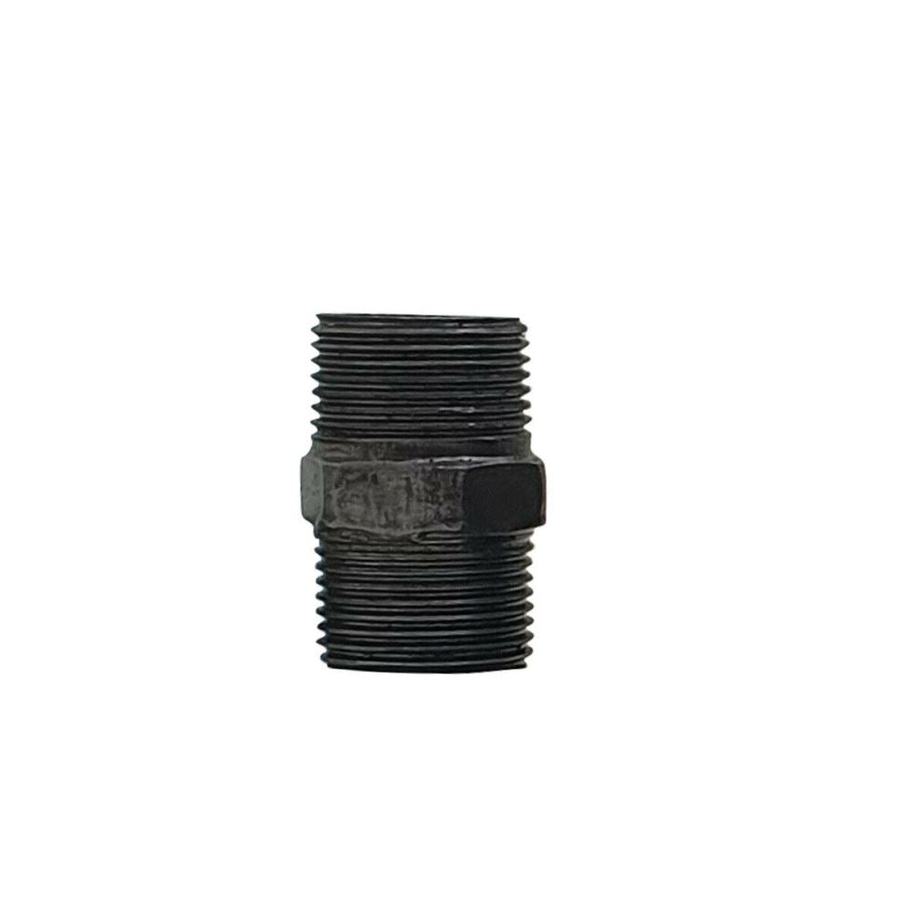 3/4 Inch Malleable Iron Hex Nipple Raw - Single
