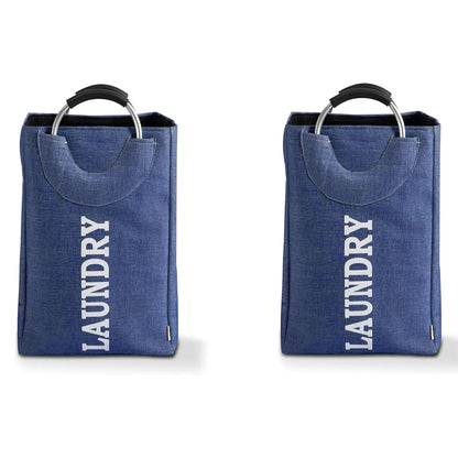 Foldable Laundry Bags with Aluminium Handles, Pack of 2 – 37 L, Blue