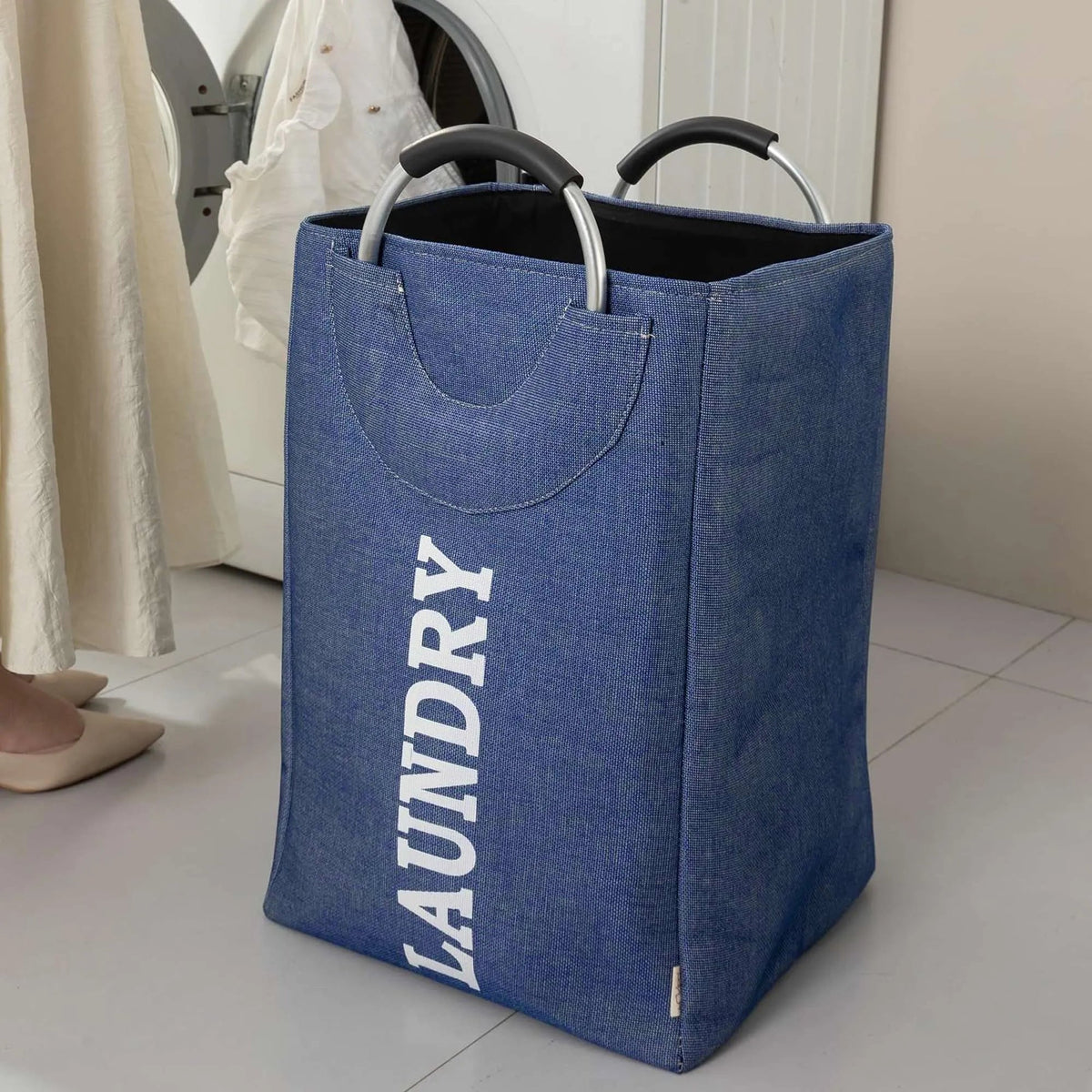 Foldable Laundry Bags with Aluminium Handles, Pack of 2 – 37 L, Blue - photo 4