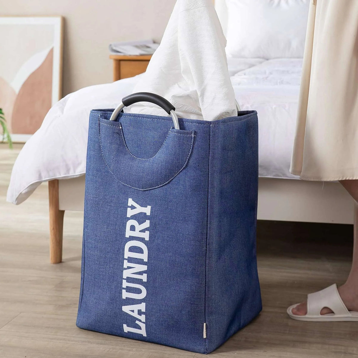 Foldable Laundry Bags with Aluminium Handles, Pack of 2 – 37 L, Blue - photo 5