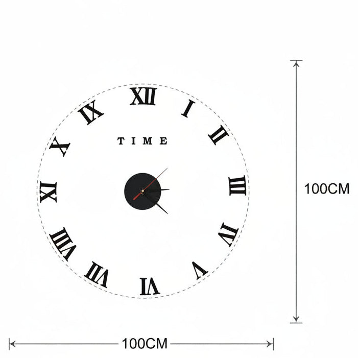 Luxury 3D Frameless Wall Clock with Roman Numerals Stickers ~1193