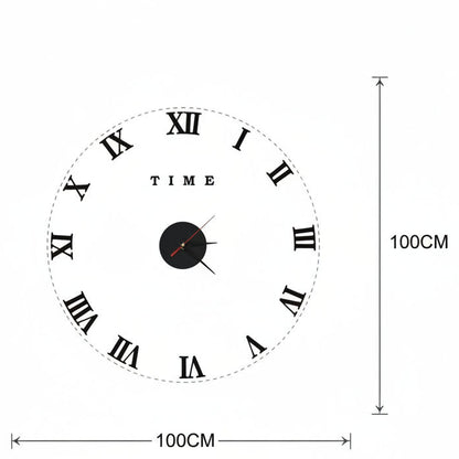 Luxury 3D Frameless Wall Clock with Roman Numerals Stickers ~1193
