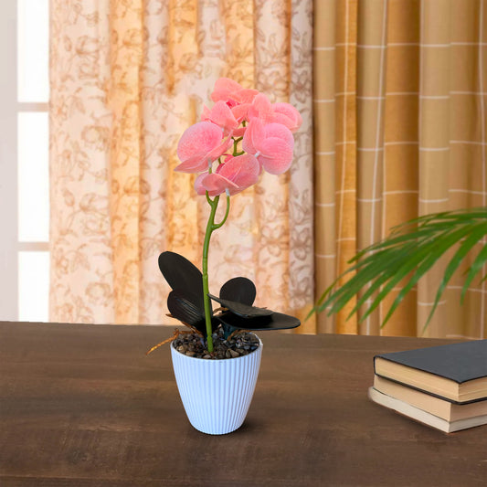 Artificial Orchid with Leaf Potted Plant for Table Decoration ~1233