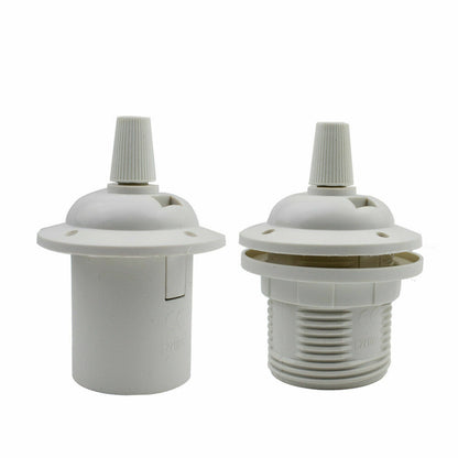 White E27 Lamp Holder with Threaded Skirt & Shade Ring - photo 3