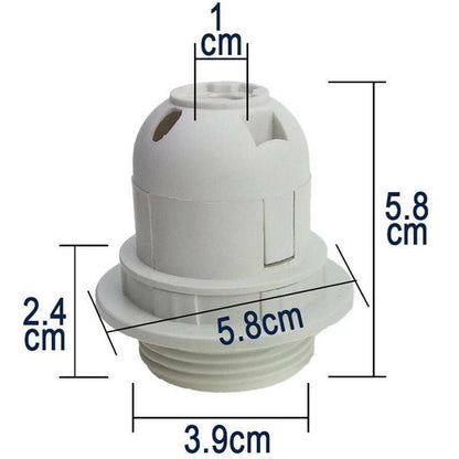 White E27 Lamp Holder with Threaded Skirt & Shade Ring - photo 4