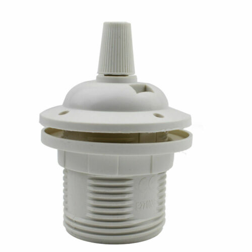 White E27 Lamp Holder with Threaded Skirt & Shade Ring