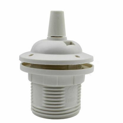 White E27 Lamp Holder with Threaded Skirt & Shade Ring