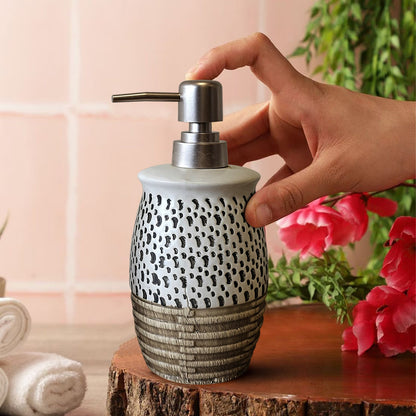Ceramic Bathroom Accessory Set – Hand-Painted Dot Pattern, 4 Pieces - photo 5