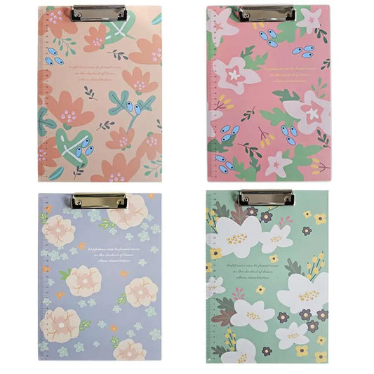 A4 Floral Clipboards with Ruler Edge – Pack of 4, Choice of 4 Designs