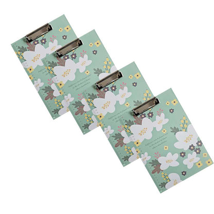 A4 Floral Clipboards with Ruler Edge – Pack of 4, Choice of 4 Designs - Mint Green Floral, Pack of 4
