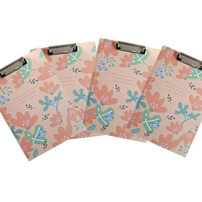 A4 Floral Clipboards with Ruler Edge – Pack of 4, Choice of 4 Designs - Peach Floral, Pack of 4