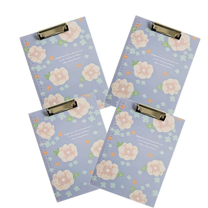 A4 Floral Clipboards with Ruler Edge – Pack of 4, Choice of 4 Designs - Lilac Floral, Pack of 4