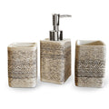 Carved Stone-Effect Bathroom Set – Egyptian Pattern, 3 Pieces, Beige
