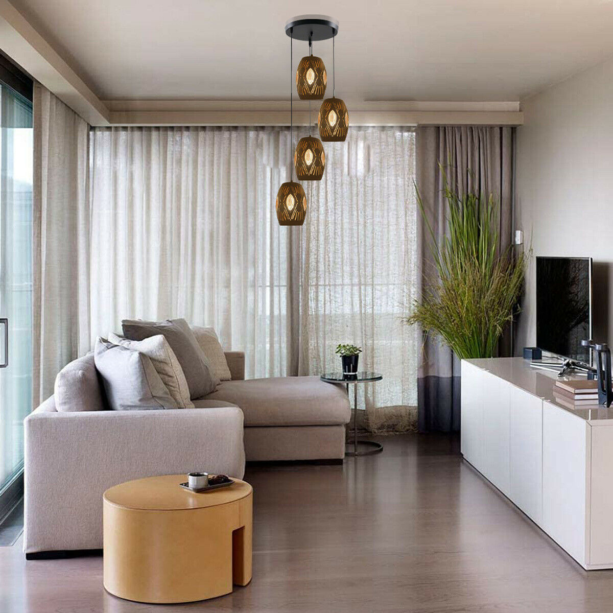 4-Light Cascade Pendant – Bronze-Tone Eyeball Shades, E27 - photo 3