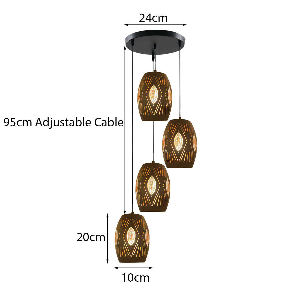 4-Light Cascade Pendant – Bronze-Tone Eyeball Shades, E27 - photo 4