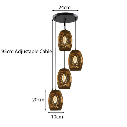 4-Light Cascade Pendant – Bronze-Tone Eyeball Shades, E27 - photo 4