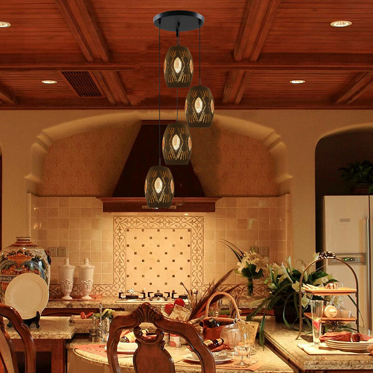 4-Light Cascade Pendant – Bronze-Tone Eyeball Shades, E27 - photo 5