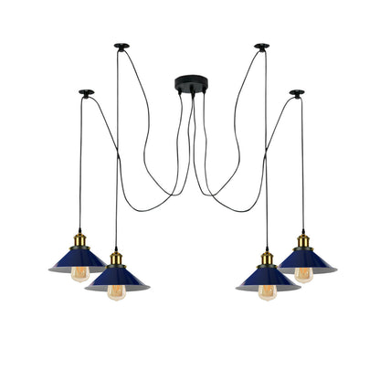 4 Light Spider Pendant – Swag Hooks, Metal Cones or Wire Cages, E27 - photo 4