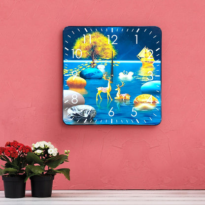 Square Art Clock – 40 cm, Blue Lake or Brown Mountain Scene, Wall or Shelf - photo 9