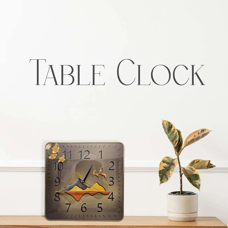 Square Art Clock – 40 cm, Blue Lake or Brown Mountain Scene, Wall or Shelf - photo 10