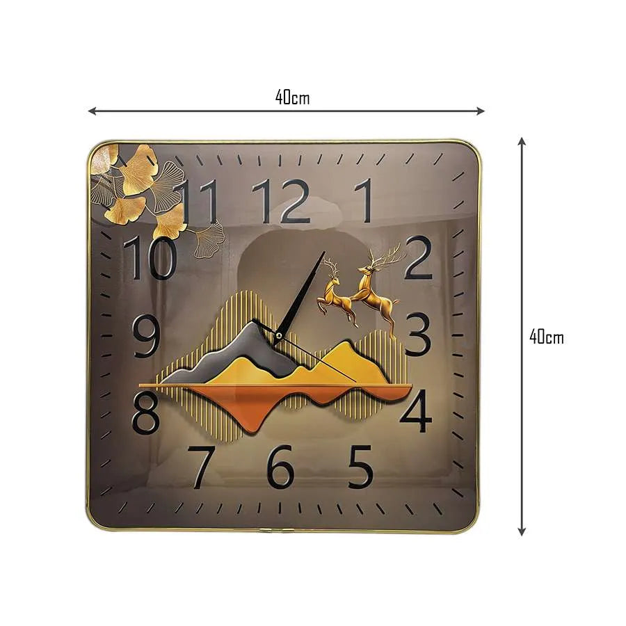 Square Art Clock – 40 cm, Blue Lake or Brown Mountain Scene, Wall or Shelf - photo 3