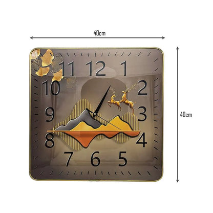 Square Art Clock – 40 cm, Blue Lake or Brown Mountain Scene, Wall or Shelf - photo 3