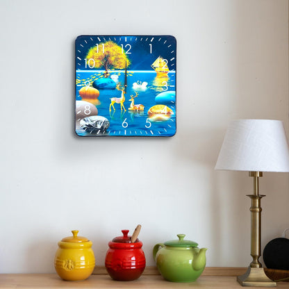 Square Art Clock – 40 cm, Blue Lake or Brown Mountain Scene, Wall or Shelf - photo 4