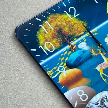 Square Art Clock – 40 cm, Blue Lake or Brown Mountain Scene, Wall or Shelf - photo 8