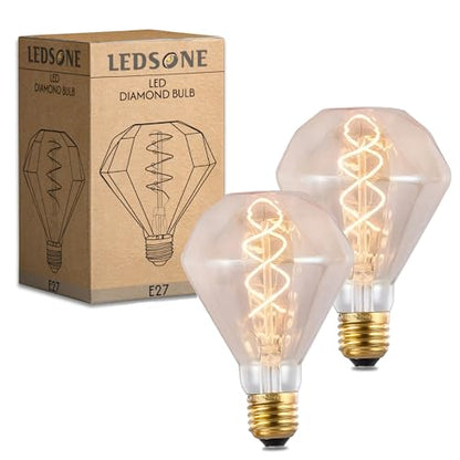 LED Light Bulb Dimond E27 4W Filament Glass Warm White ~1333