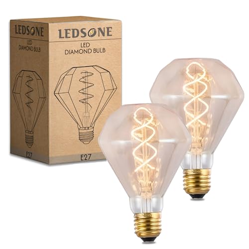 LED Light Bulb Dimond E27 4W Filament Glass Warm White ~1333