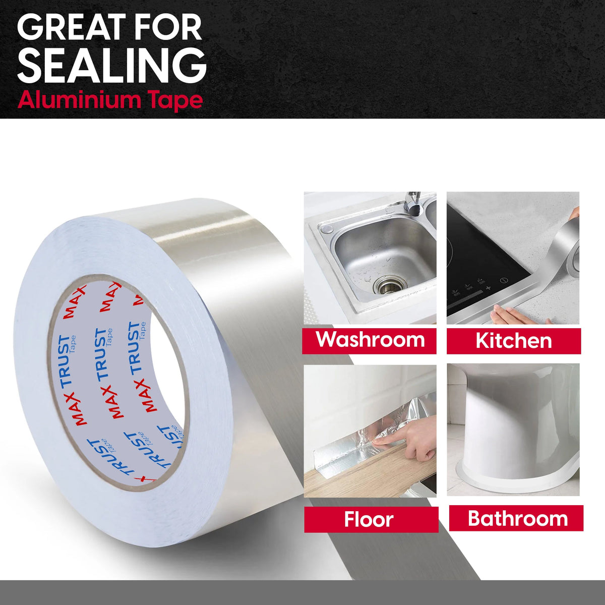 Aluminium Foil Tape – 48 mm x 45 m, Waterproof, 1 or 6 Rolls - photo 6