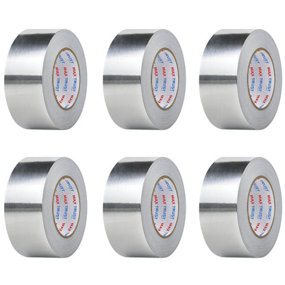 Aluminium Foil Tape – 48 mm x 45 m, Waterproof, 1 or 6 Rolls - 6 Rolls