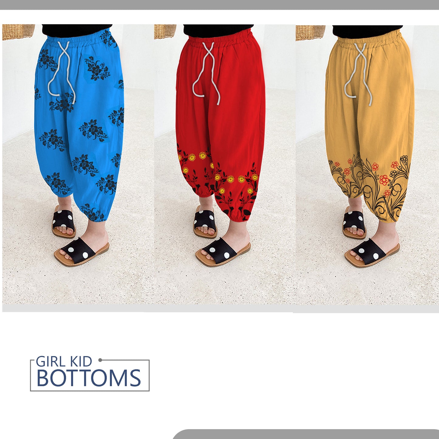 Kids Floral Print Flared bottoms Soft Cotton Pull-On  Bottom~1287