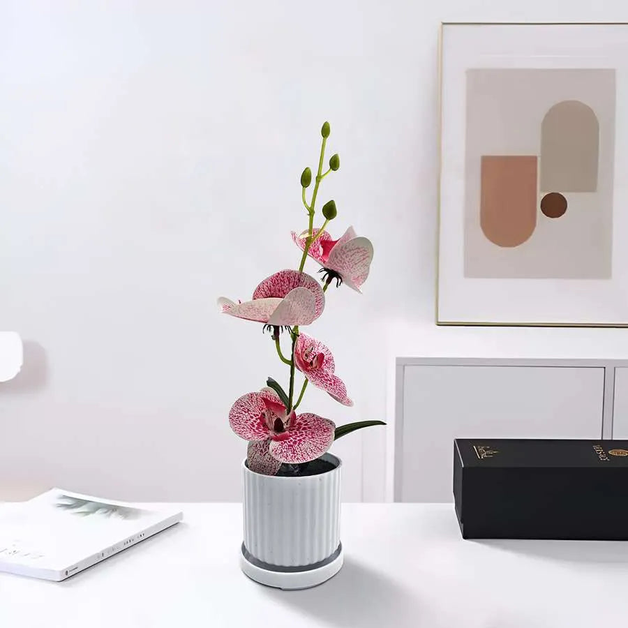 Artificial Orchid Leaf vase Plant