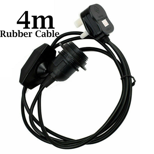 Plug-In Pendant Light Cord – 4 m Black Cable, Dimmer Switch, E27
