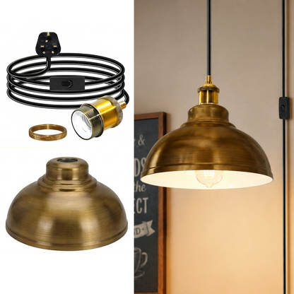 Plug-In Swag Pendant Light – 4 m Cable, On/Off Switch, Curvy Dome Shade - photo 4