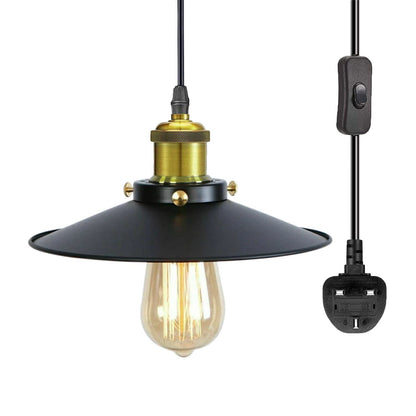 Plug-In Swag Pendant Light – 4 m Cable, On/Off Switch, Curvy Dome Shade - Standard, Flat Black, Without Bulb